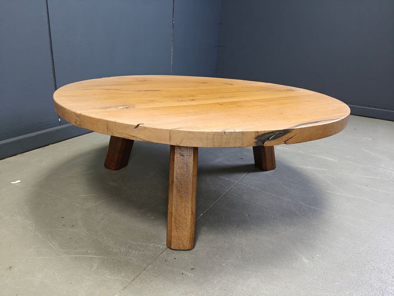 Coffee Table Brutalist, brown oak, Belgium, 1960s - 329317