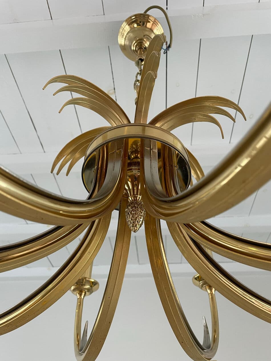 Chandelier Pineapple, gold brass, silver chrome, Belgium, 1970s. - 329270