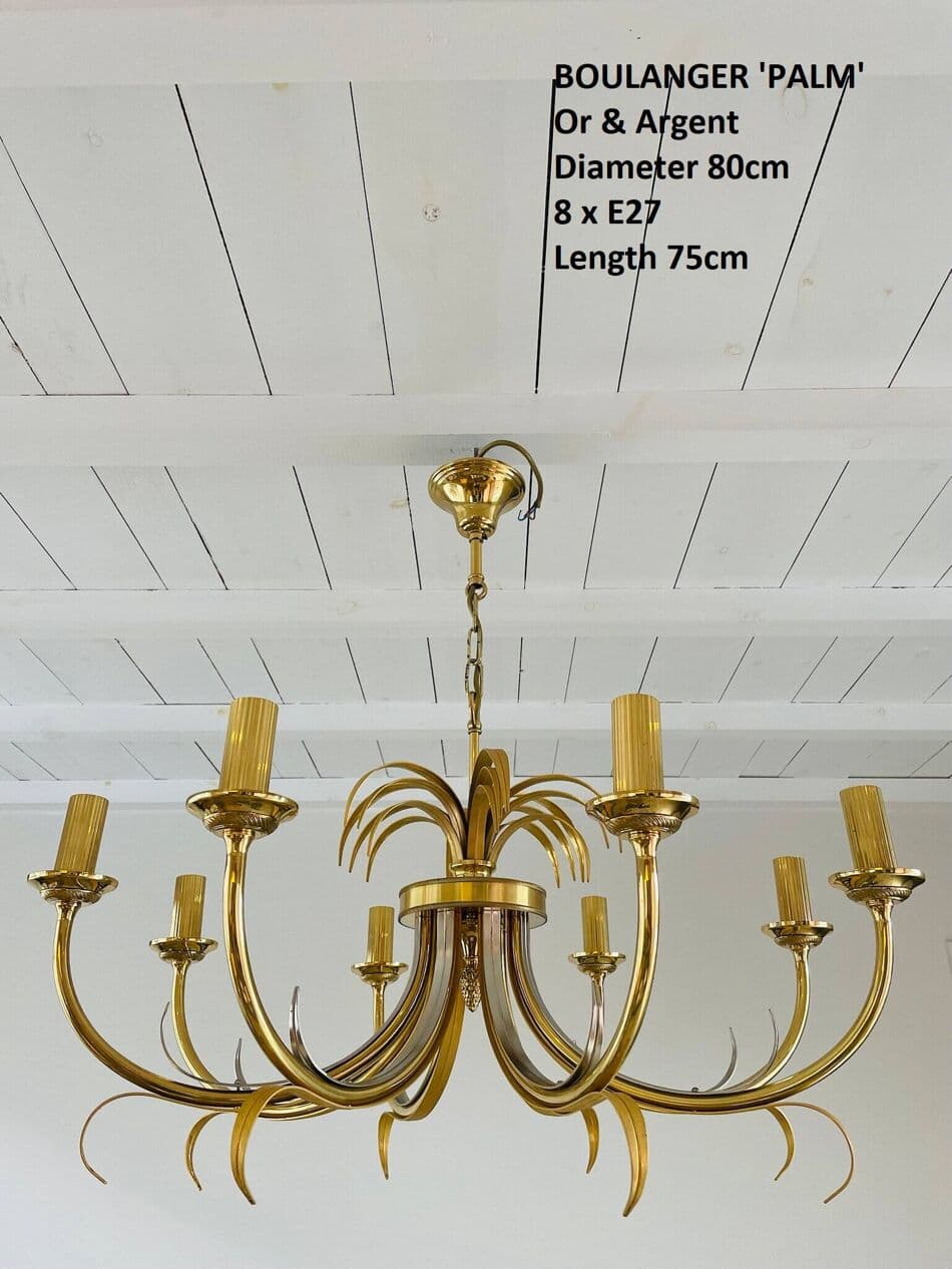Chandelier Pineapple, gold brass, silver chrome, Belgium, 1970s. - 329267