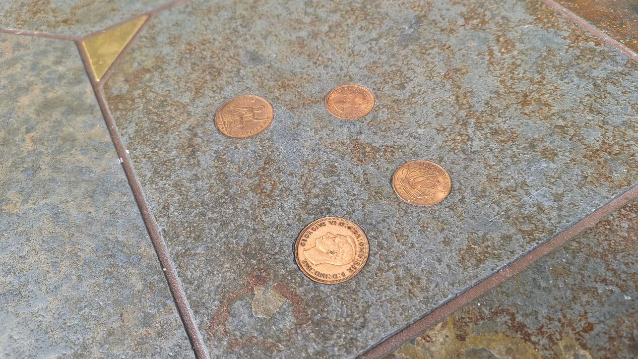 Coffee Table Kingma Style, brown grey orange, stone brass copper, Belgium, 1980s. - 329256