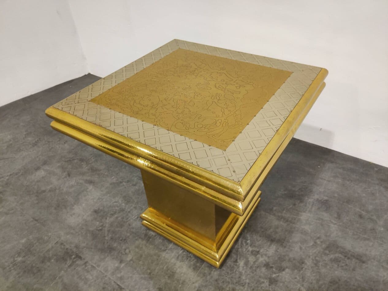 Occasional Table, gold brass, by G. Nava, Spain, 1980s. - 329224