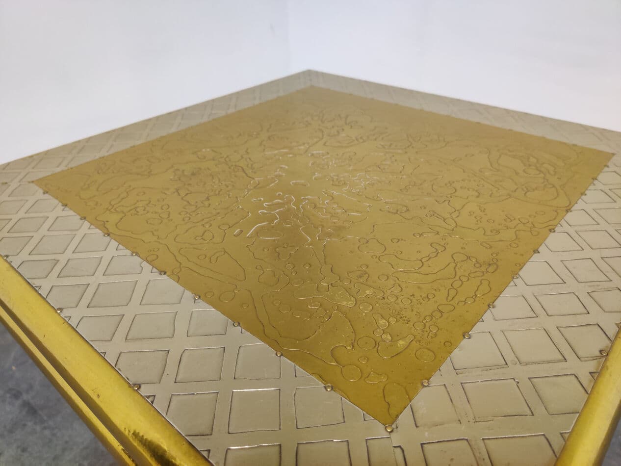 Occasional Table, gold brass, by G. Nava, Spain, 1980s. - 329227