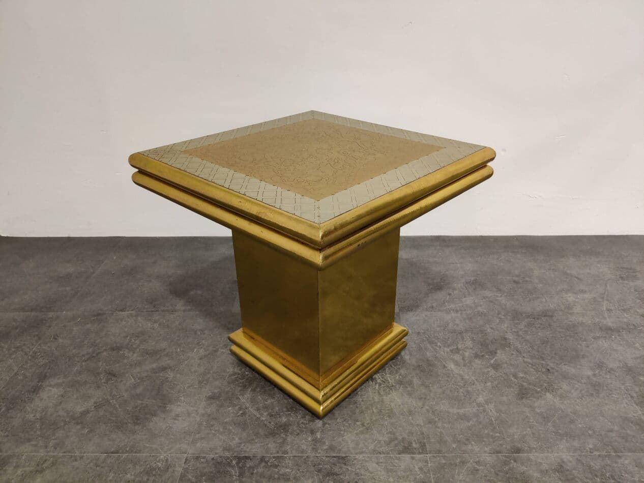 Occasional Table, gold brass, by G. Nava, Spain, 1980s. - 329229