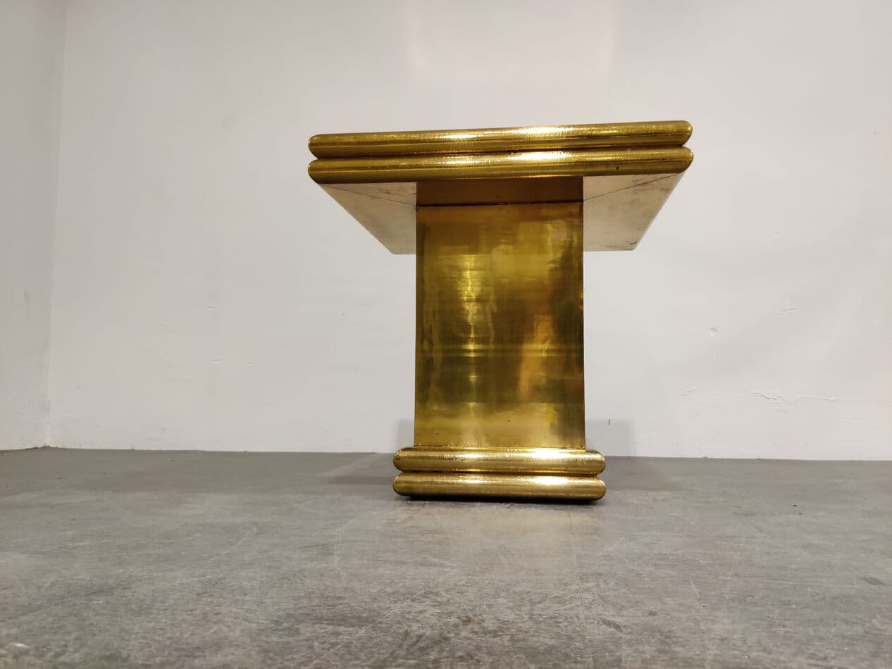 Occasional Table, gold brass, by G. Nava, Spain, 1980s. - 329225