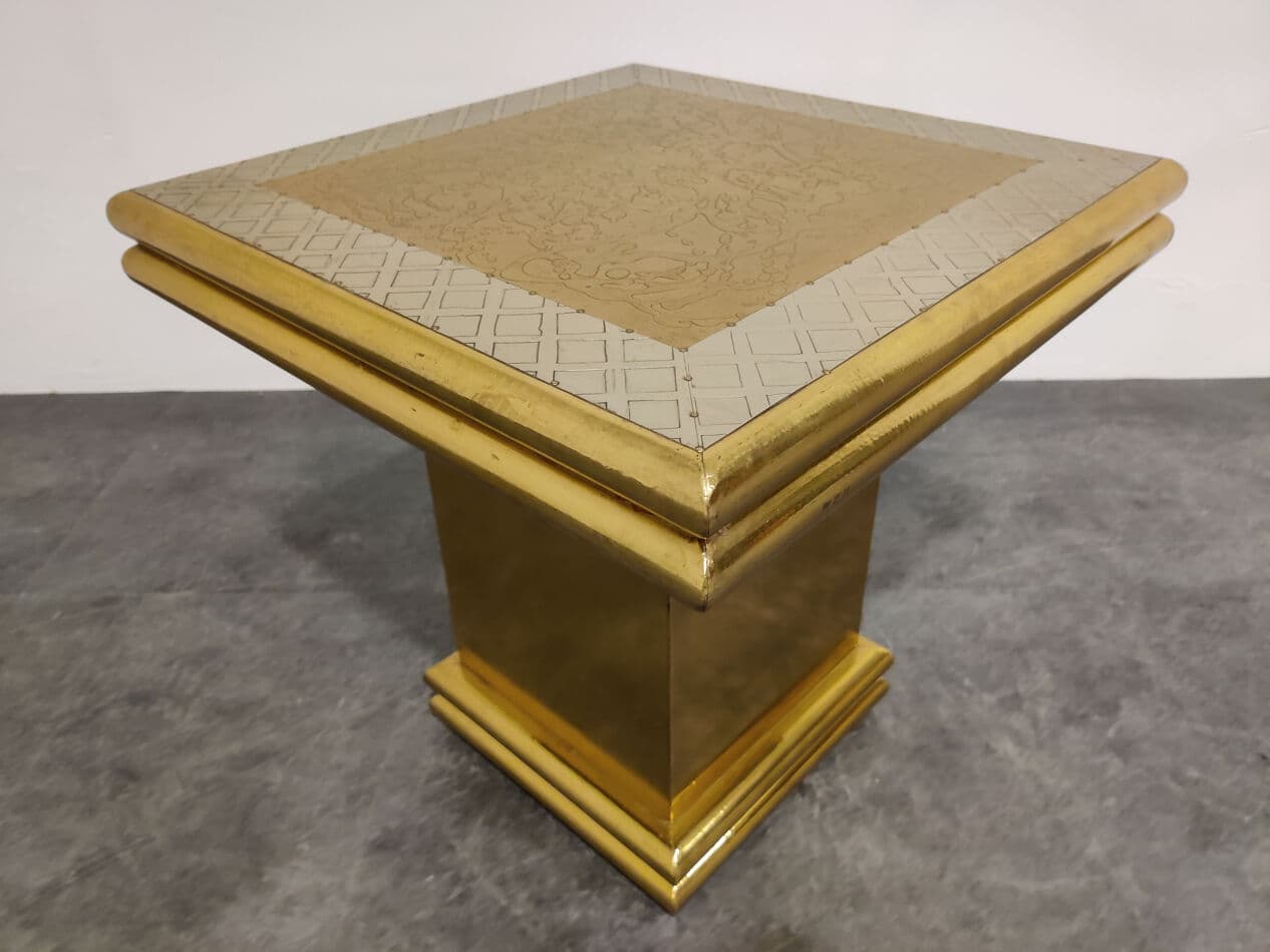 Occasional Table, gold brass, by G. Nava, Spain, 1980s. - 329220
