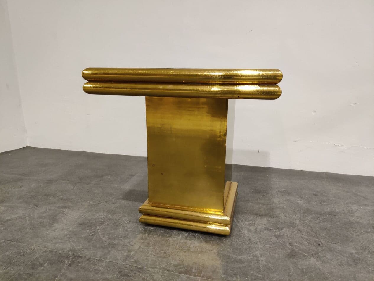 Occasional Table, gold brass, by G. Nava, Spain, 1980s. - 329226