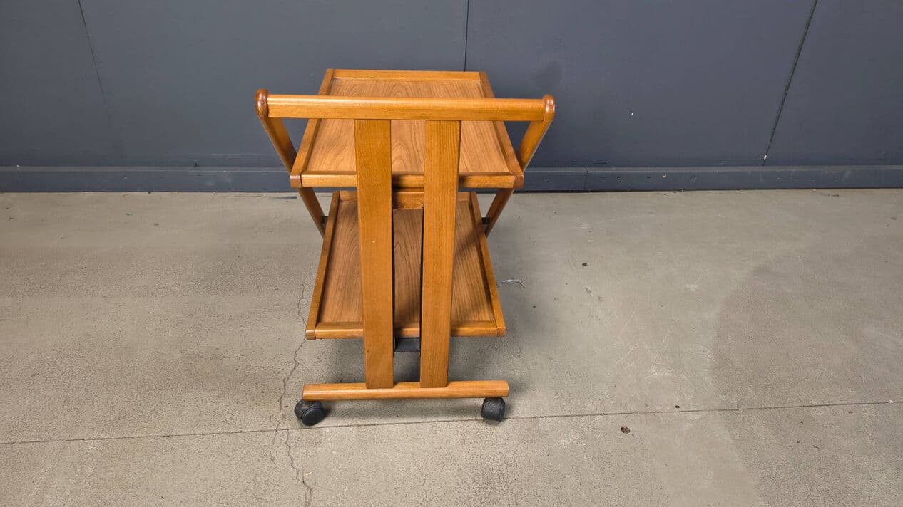 Foldable Bar Cart, brown wood, black metal, Belgium, 1980s - 329192