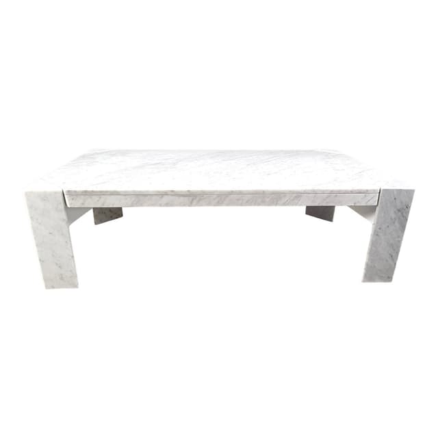Coffee table, white marble, Italy, 1970s. - DIMENSION