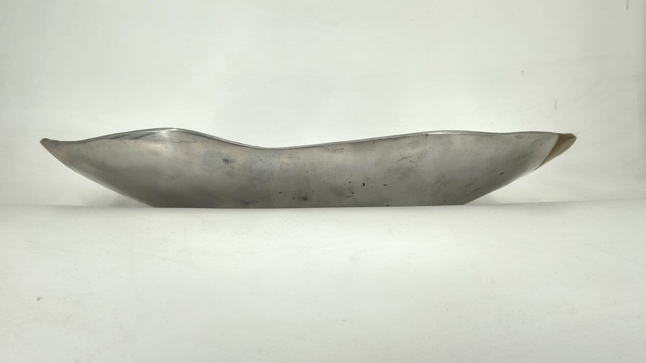 Brutalist tray, silver aluminum, gold brass, by D. Marshall, Spain, 1970s. - 329155