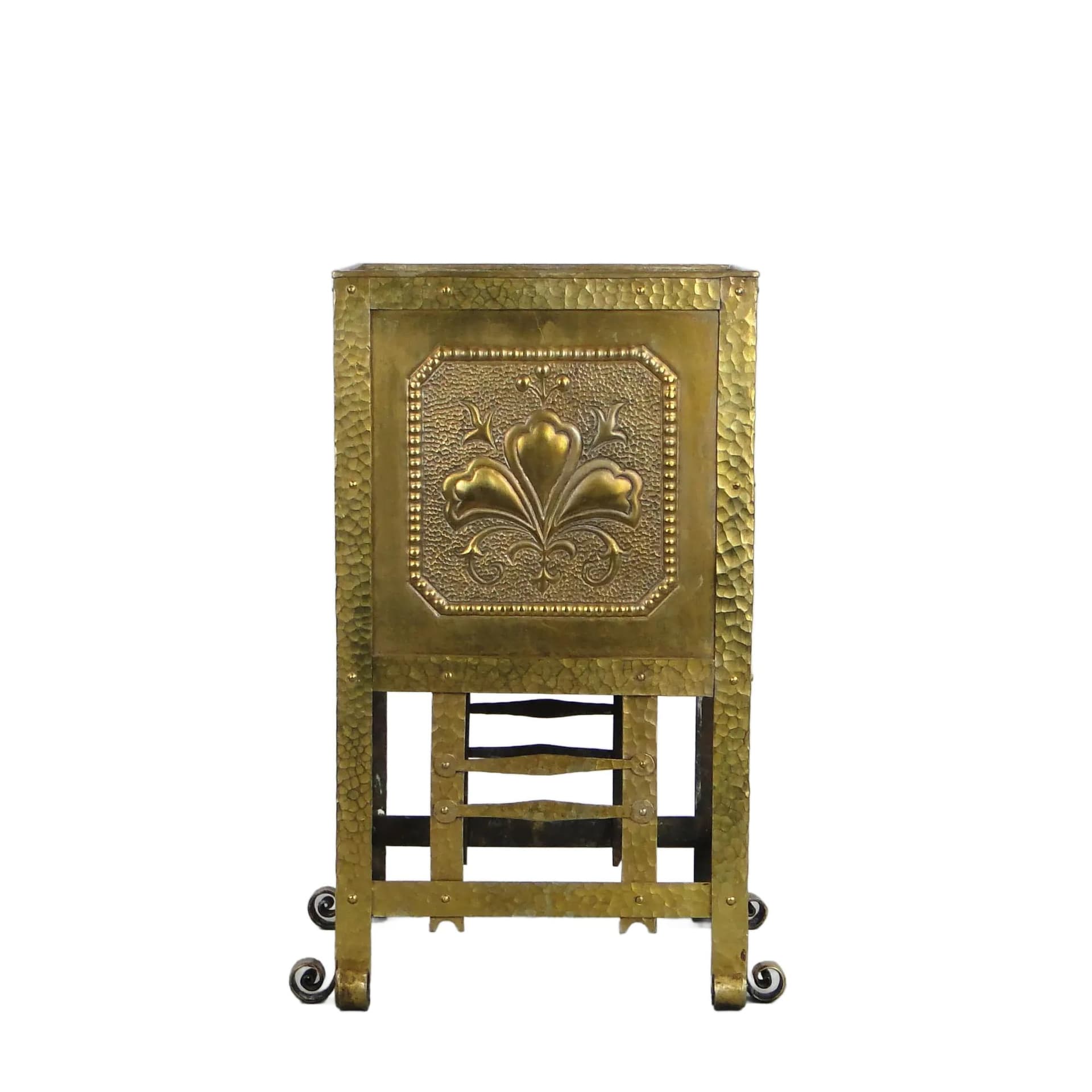 Plant Stand Art Nouveau, golden brass, Austria, early 20th c.