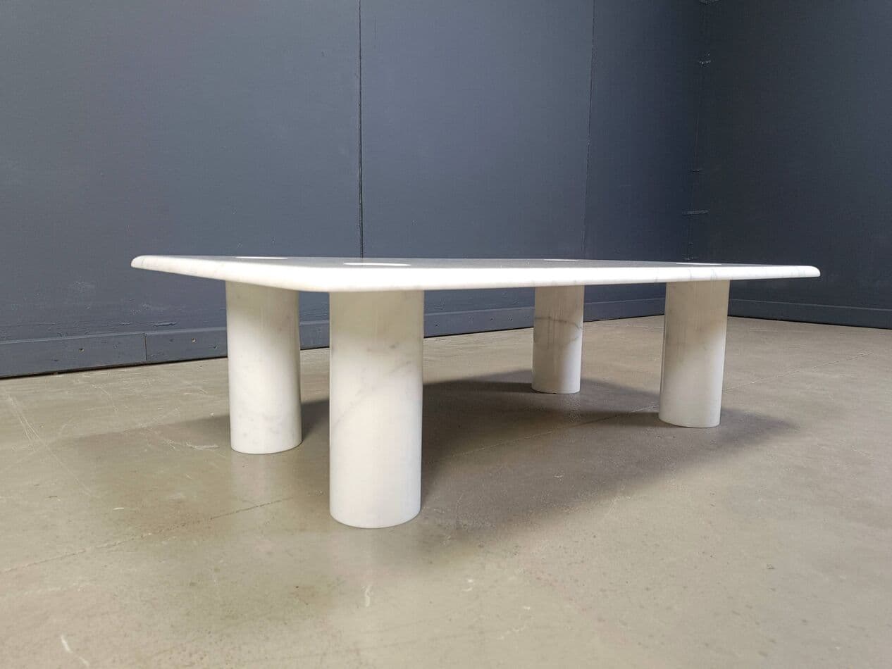 Coffee table, Carrara marble white grey, by A. Mangiarotti, Italy, 1970s. - 329100