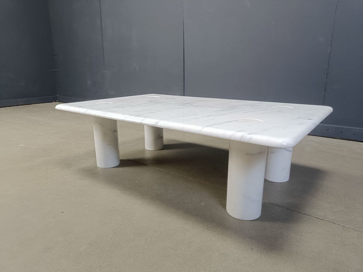 Coffee table, Carrara marble white grey, by A. Mangiarotti, Italy, 1970s. - 329102