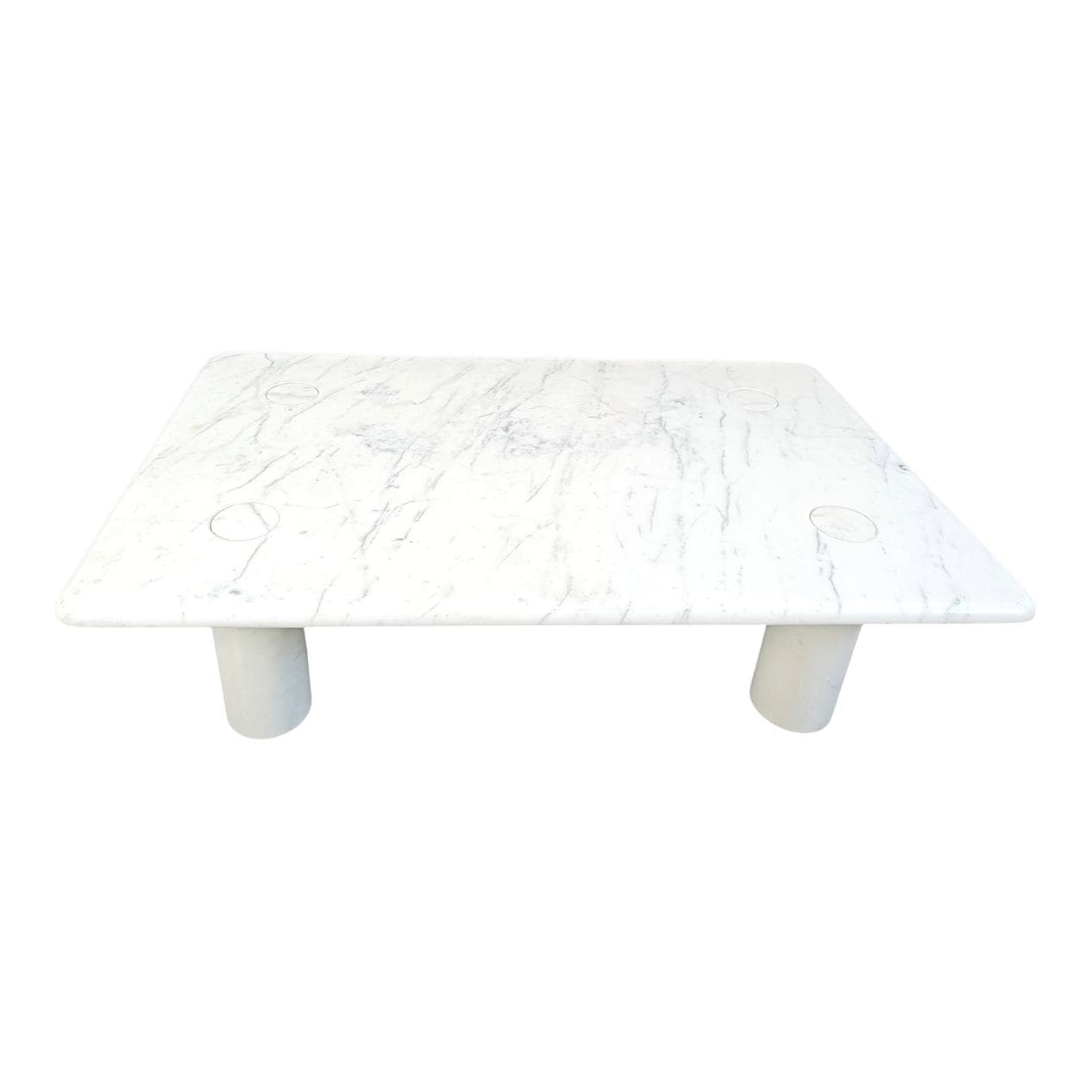 Coffee table, Carrara marble white grey, by A. Mangiarotti, Italy, 1970s.