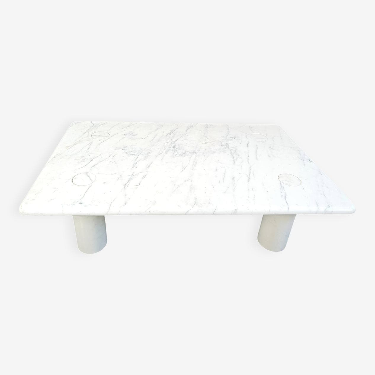 Coffee table, Carrara marble white grey, by A. Mangiarotti, Italy, 1970s. - 329096