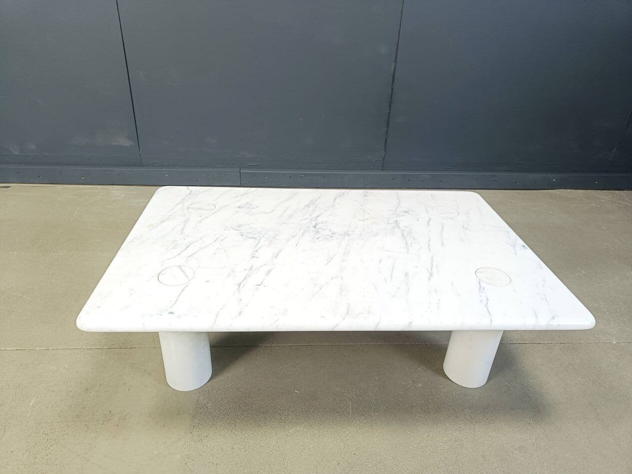 Coffee table, Carrara marble white grey, by A. Mangiarotti, Italy, 1970s. - 329095