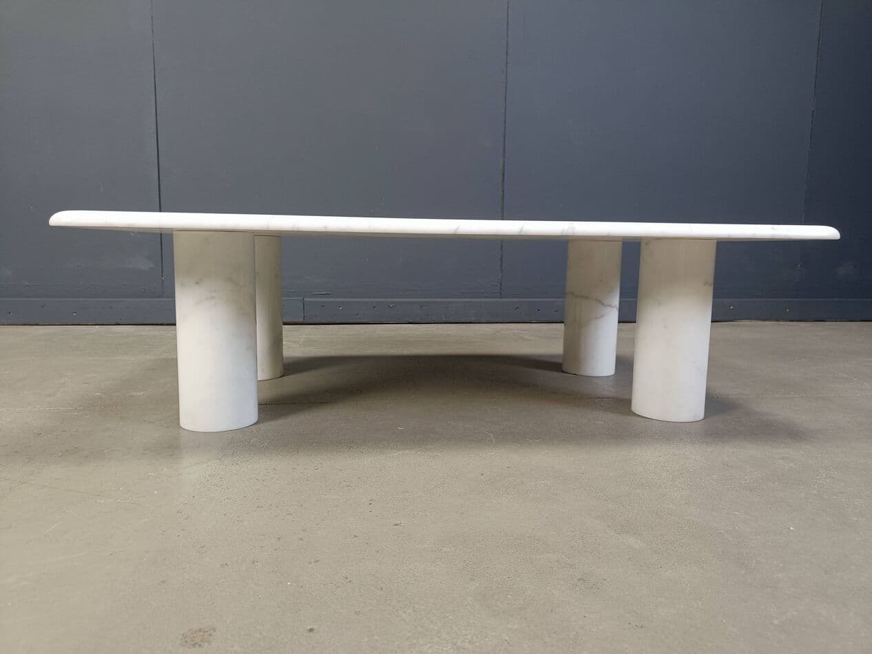 Coffee table, Carrara marble white grey, by A. Mangiarotti, Italy, 1970s. - 329098