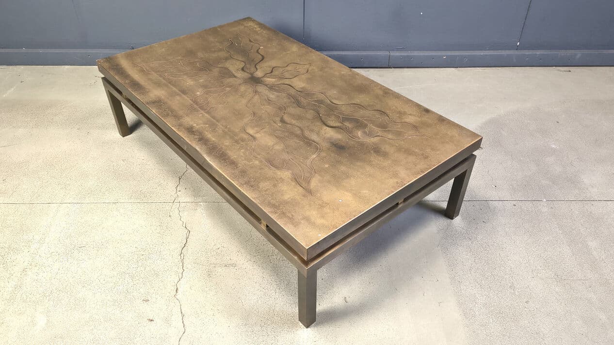 Coffee Table, gold brass, by W. Daro, Belgium, 1970s - 328940
