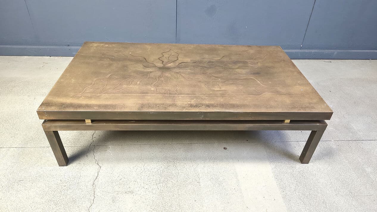 Coffee Table, gold brass, by W. Daro, Belgium, 1970s - 328936