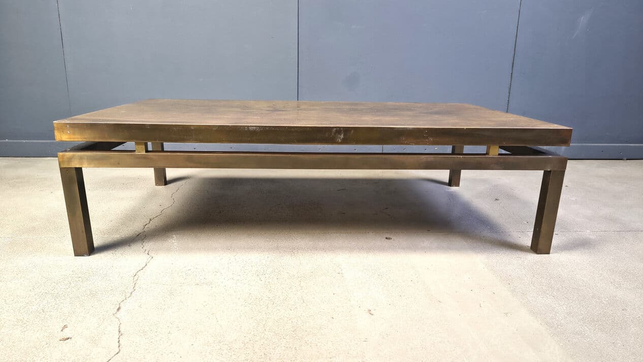Coffee Table, gold brass, by W. Daro, Belgium, 1970s - 328937