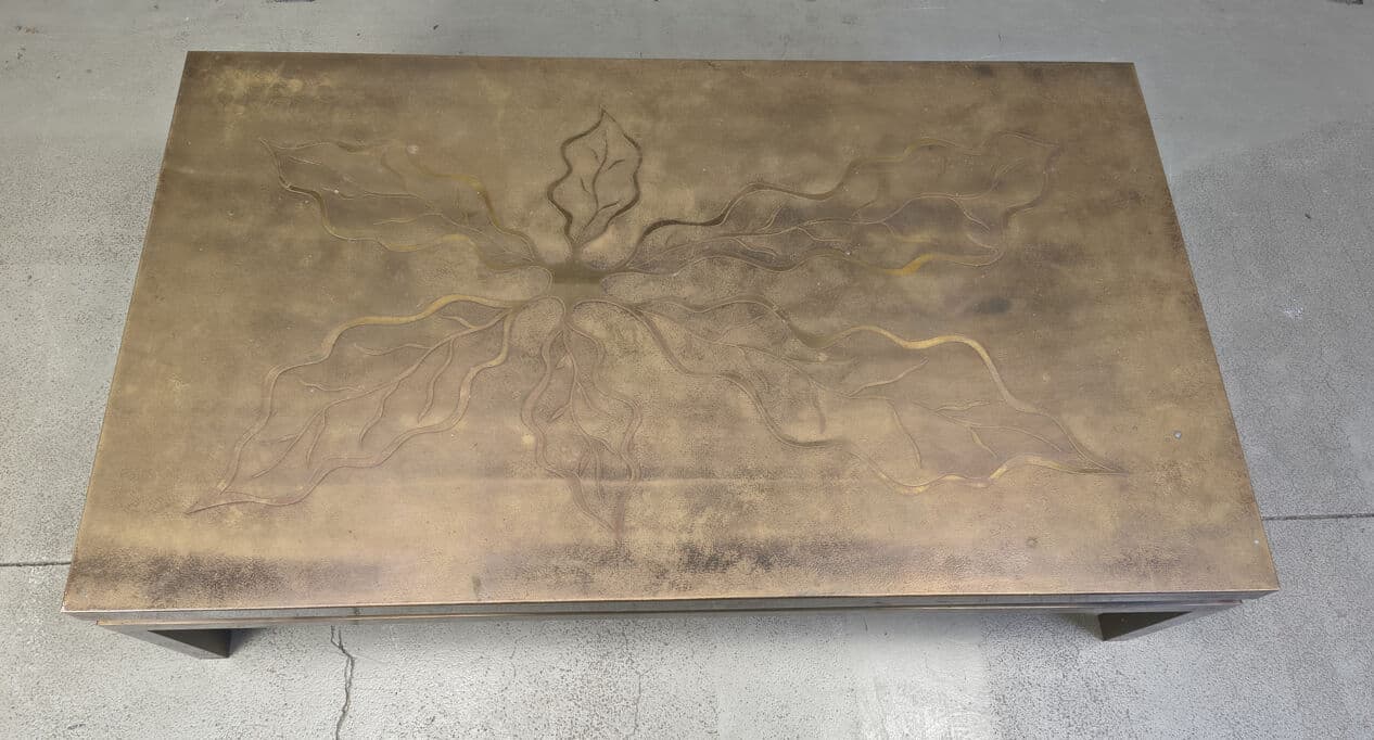 Coffee Table, gold brass, by W. Daro, Belgium, 1970s - 328942