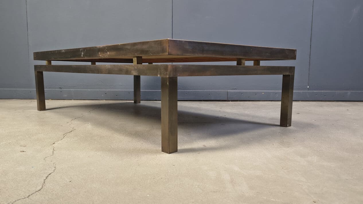Coffee Table, gold brass, by W. Daro, Belgium, 1970s - 328934