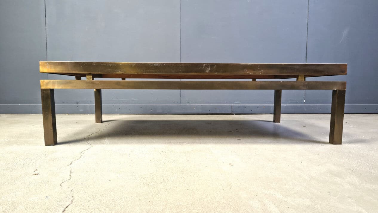 Coffee Table, gold brass, by W. Daro, Belgium, 1970s - 328939