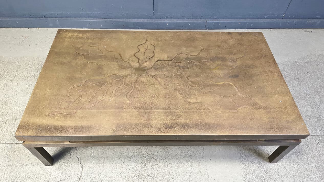 Coffee Table, gold brass, by W. Daro, Belgium, 1970s - 328933