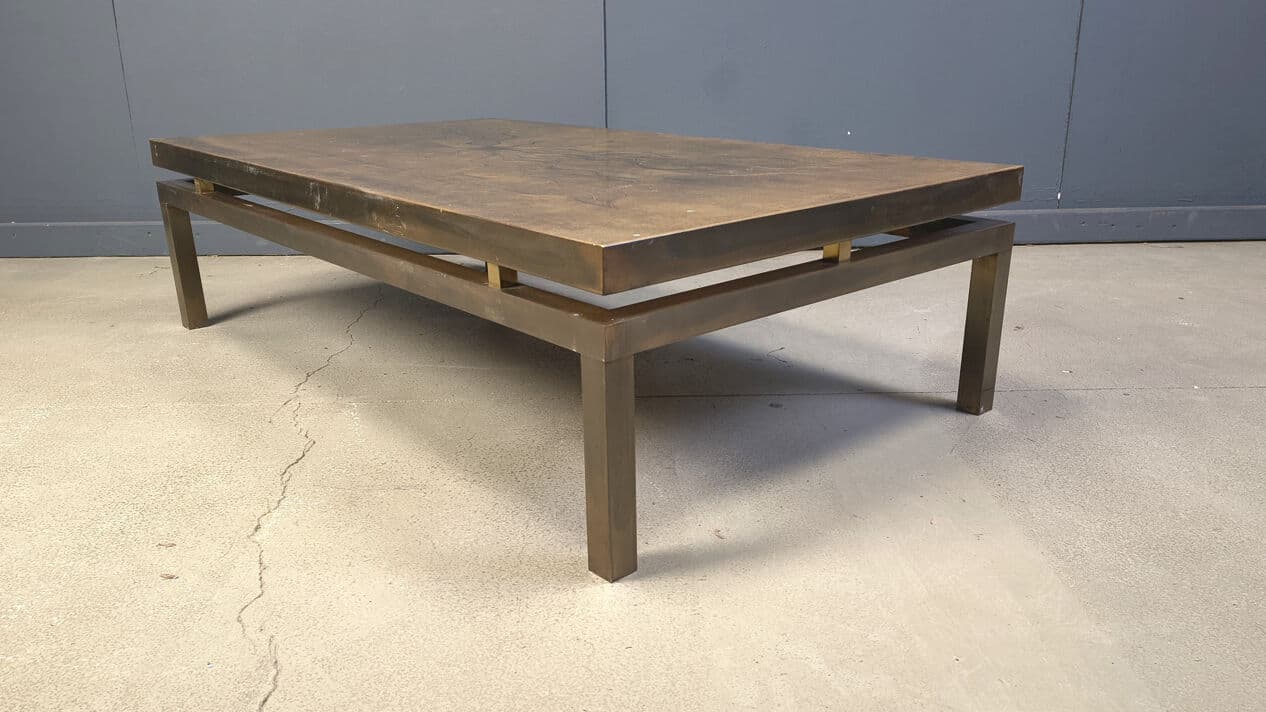 Coffee Table, gold brass, by W. Daro, Belgium, 1970s - 328941