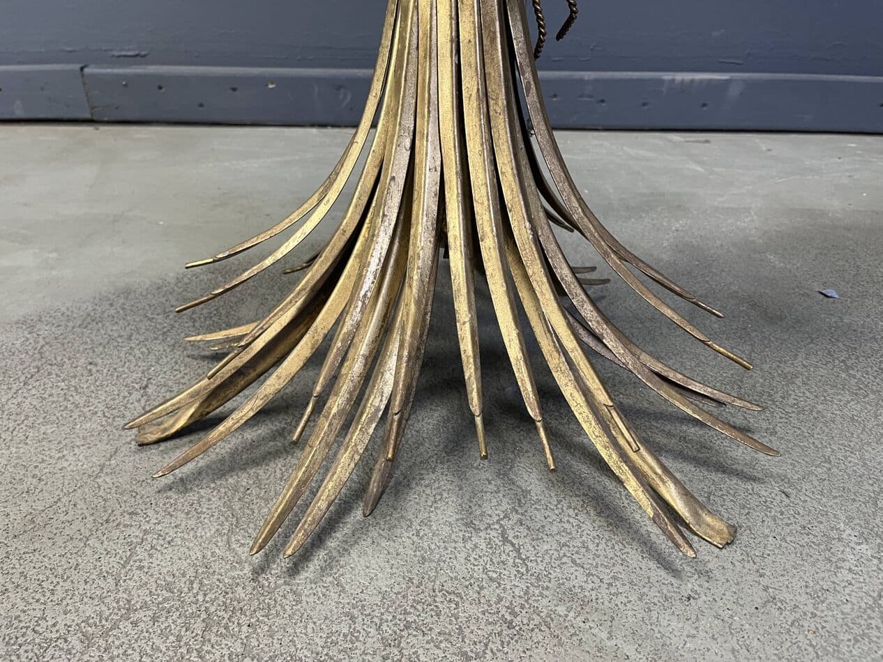 Coffee Table Sheaf of Wheat, gold metal, glass, Italy, 1970s. - 328906