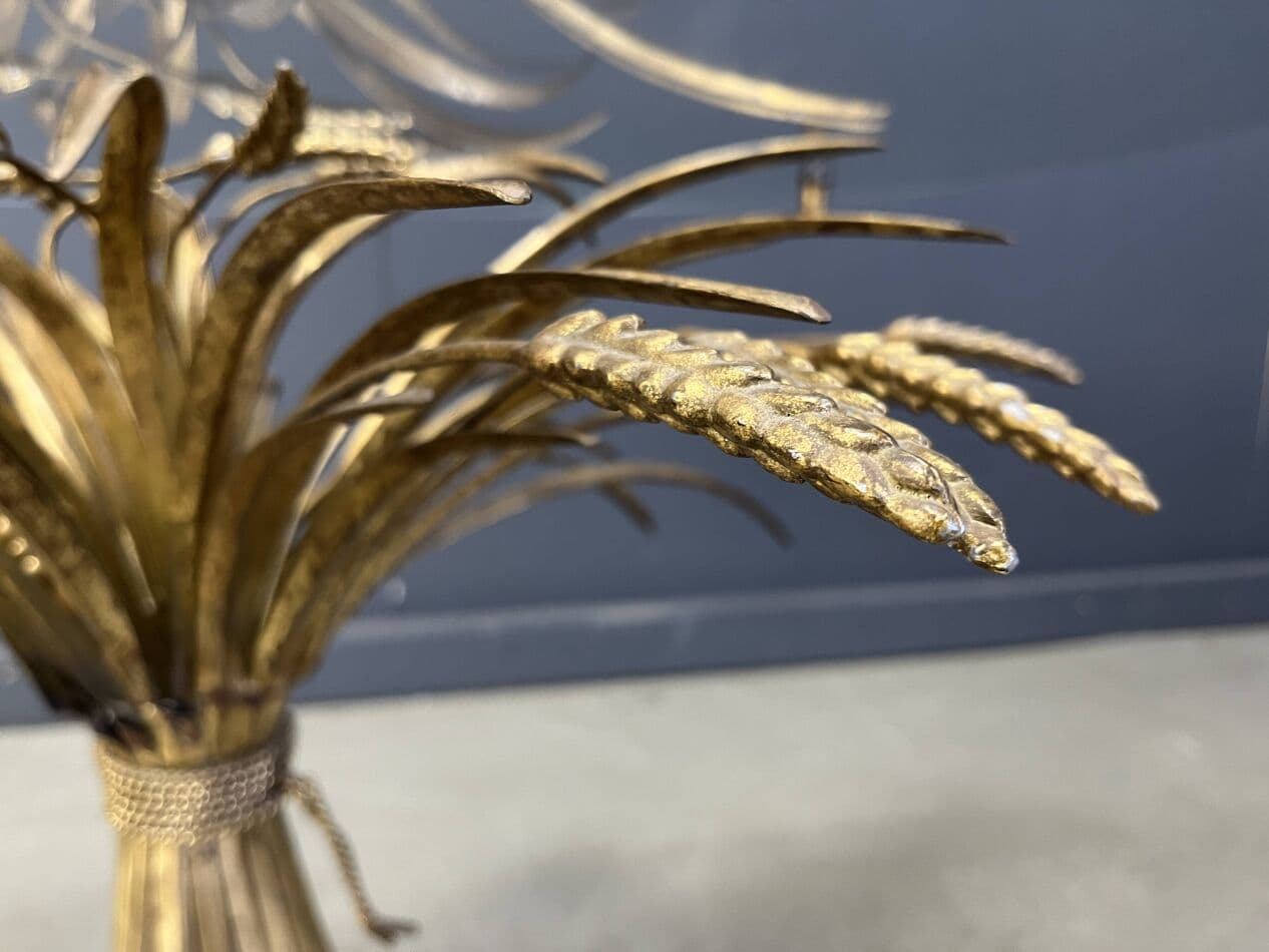 Coffee Table Sheaf of Wheat, gold metal, glass, Italy, 1970s. - 328904