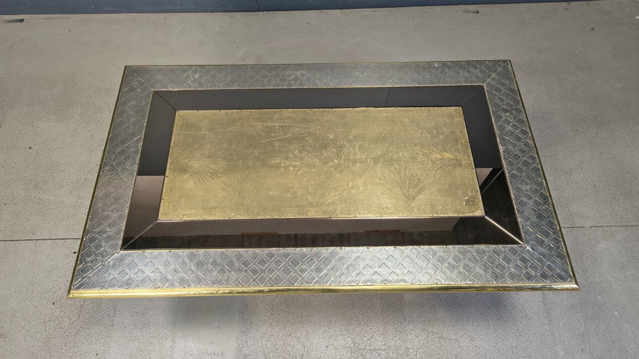 Coffee Table Gony Nava, gold brass, silver bronze, Spain, 1970s. - 328886