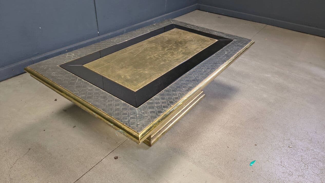 Coffee Table Gony Nava, gold brass, silver bronze, Spain, 1970s. - 328881