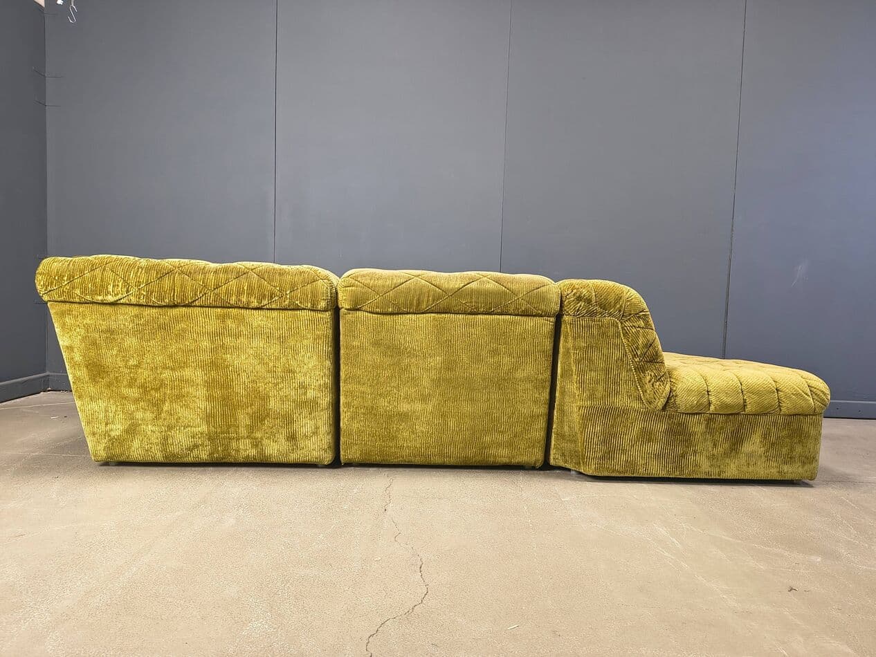 Modular three-seater sofa, green velvet, Germany, 1970s. - 328824