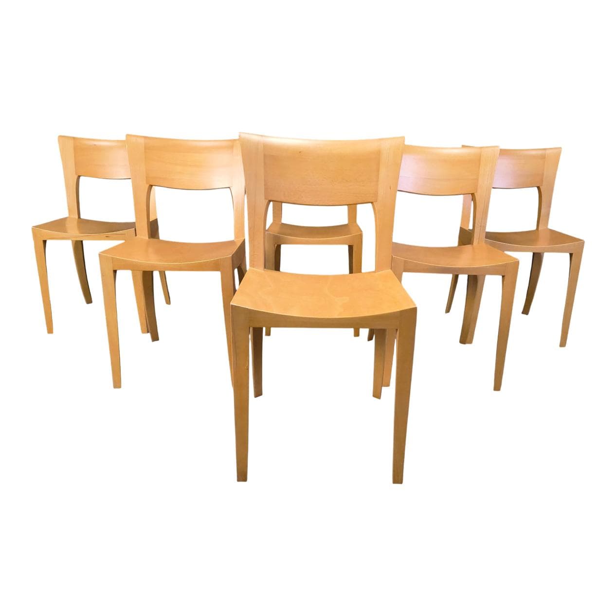 Set of six dining chairs, brown oak, Belgium, 1980s.