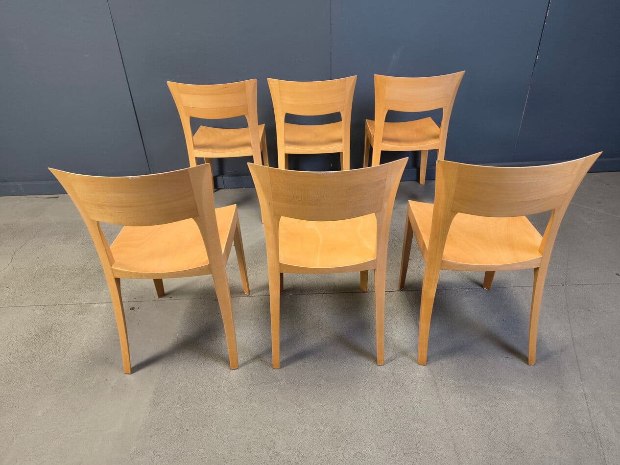 Set of six dining chairs, brown oak, Belgium, 1980s. - 328748