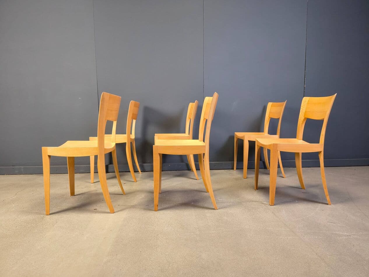 Set of six dining chairs, brown oak, Belgium, 1980s. - 328756