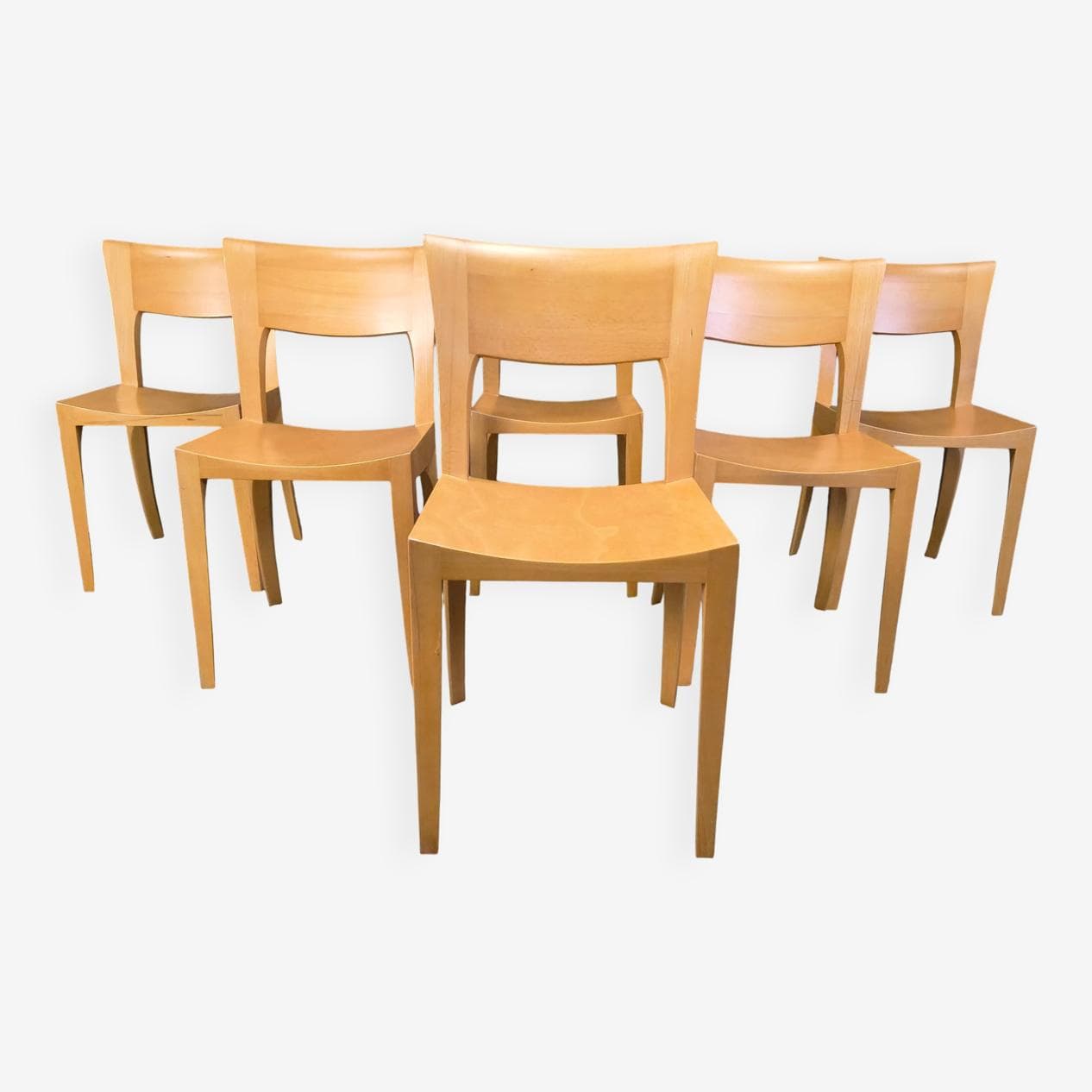 Set of six dining chairs, brown oak, Belgium, 1980s. - 328749