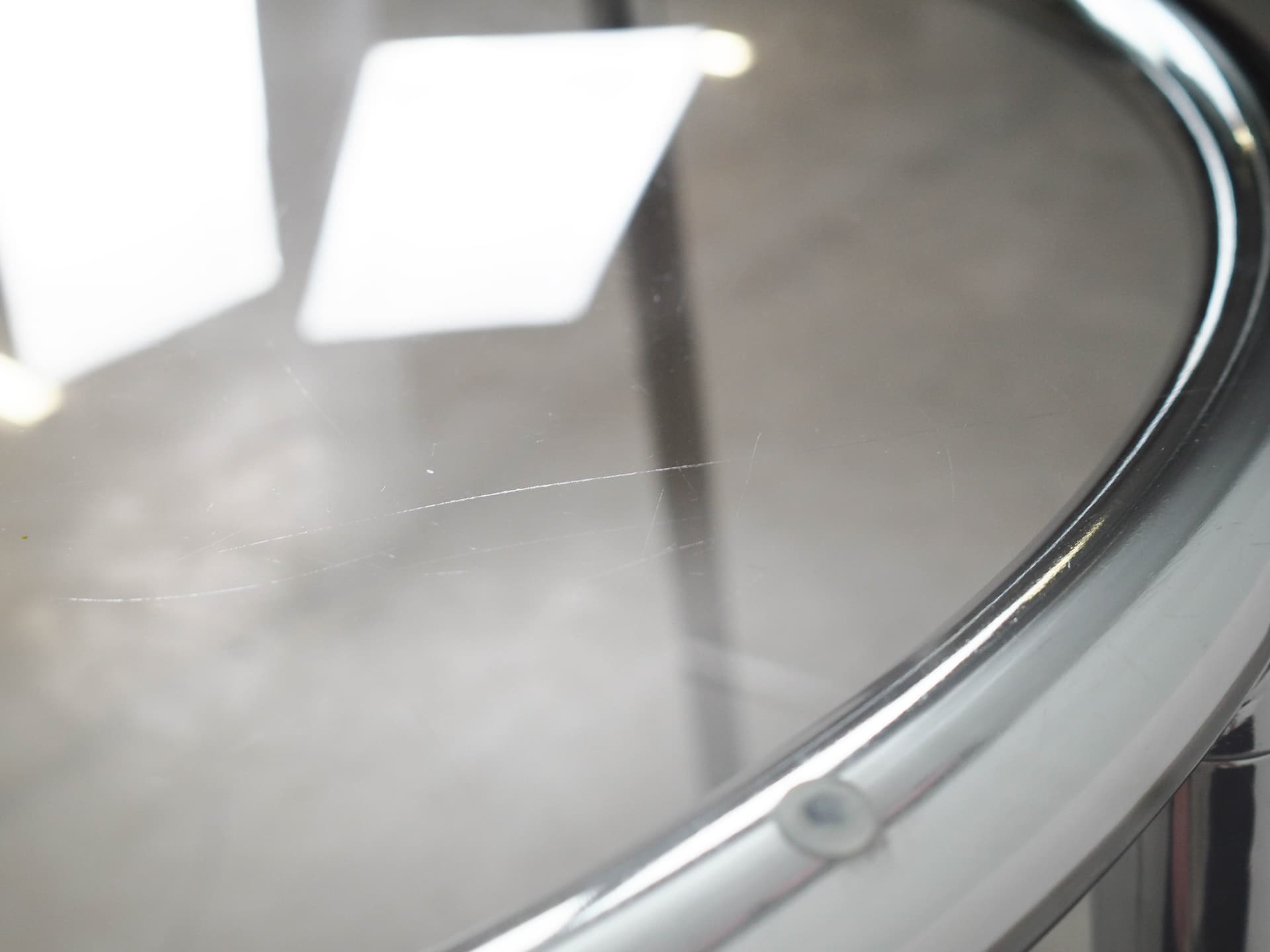 Stół SALMI, szkło transparentne, metal szary, proj. C. Öjerstam & M. Elebäck, Ikea, Szwecja, lata 90. - 331661