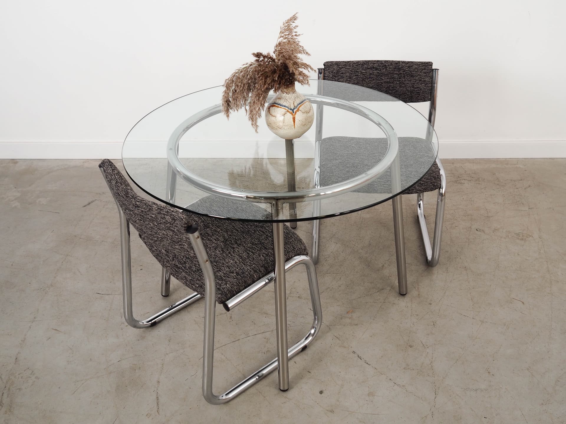 Stół SALMI, szkło transparentne, metal szary, proj. C. Öjerstam & M. Elebäck, Ikea, Szwecja, lata 90. - 331662