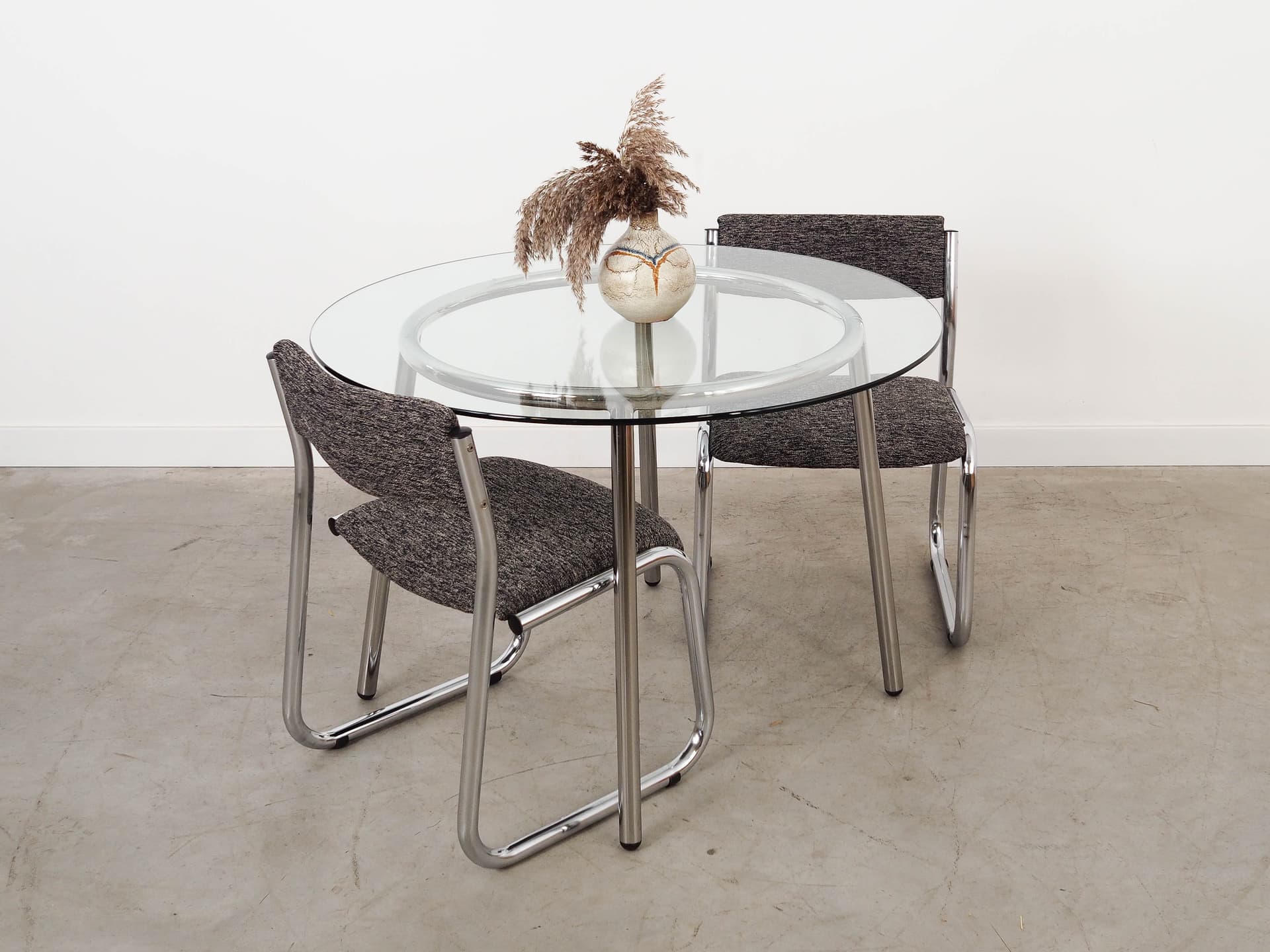Stół SALMI, szkło transparentne, metal szary, proj. C. Öjerstam & M. Elebäck, Ikea, Szwecja, lata 90. - 331653