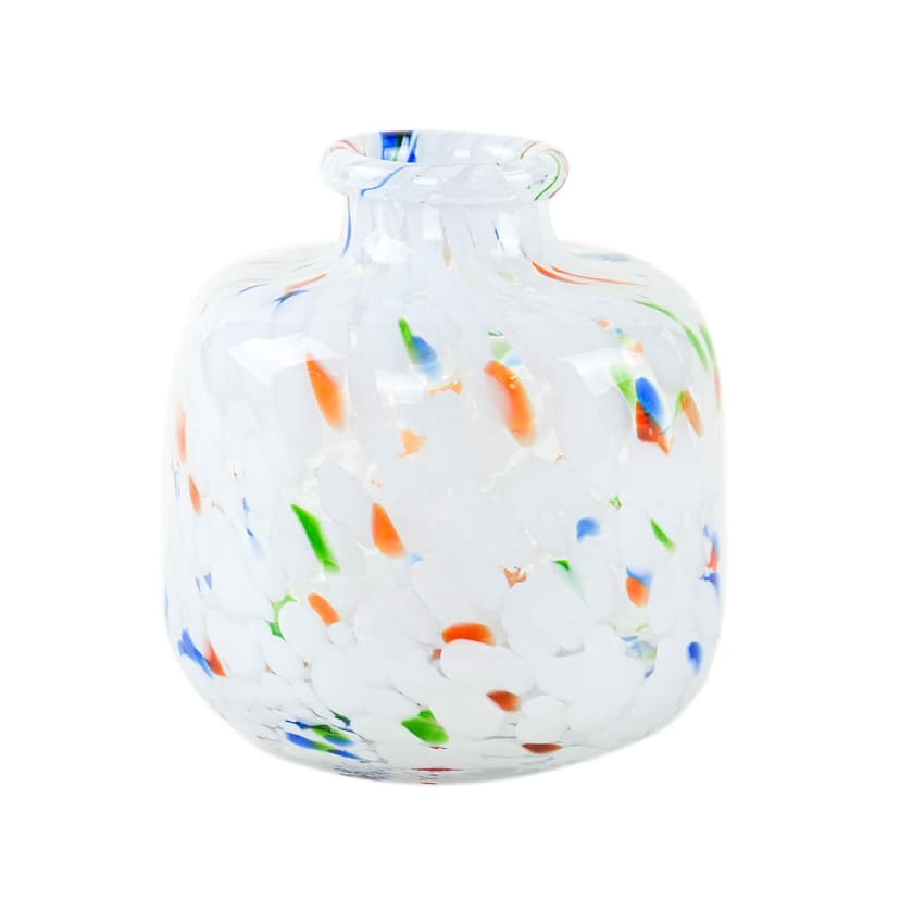 Vase Mosaic, milky white glass, Denmark, 1970s.
