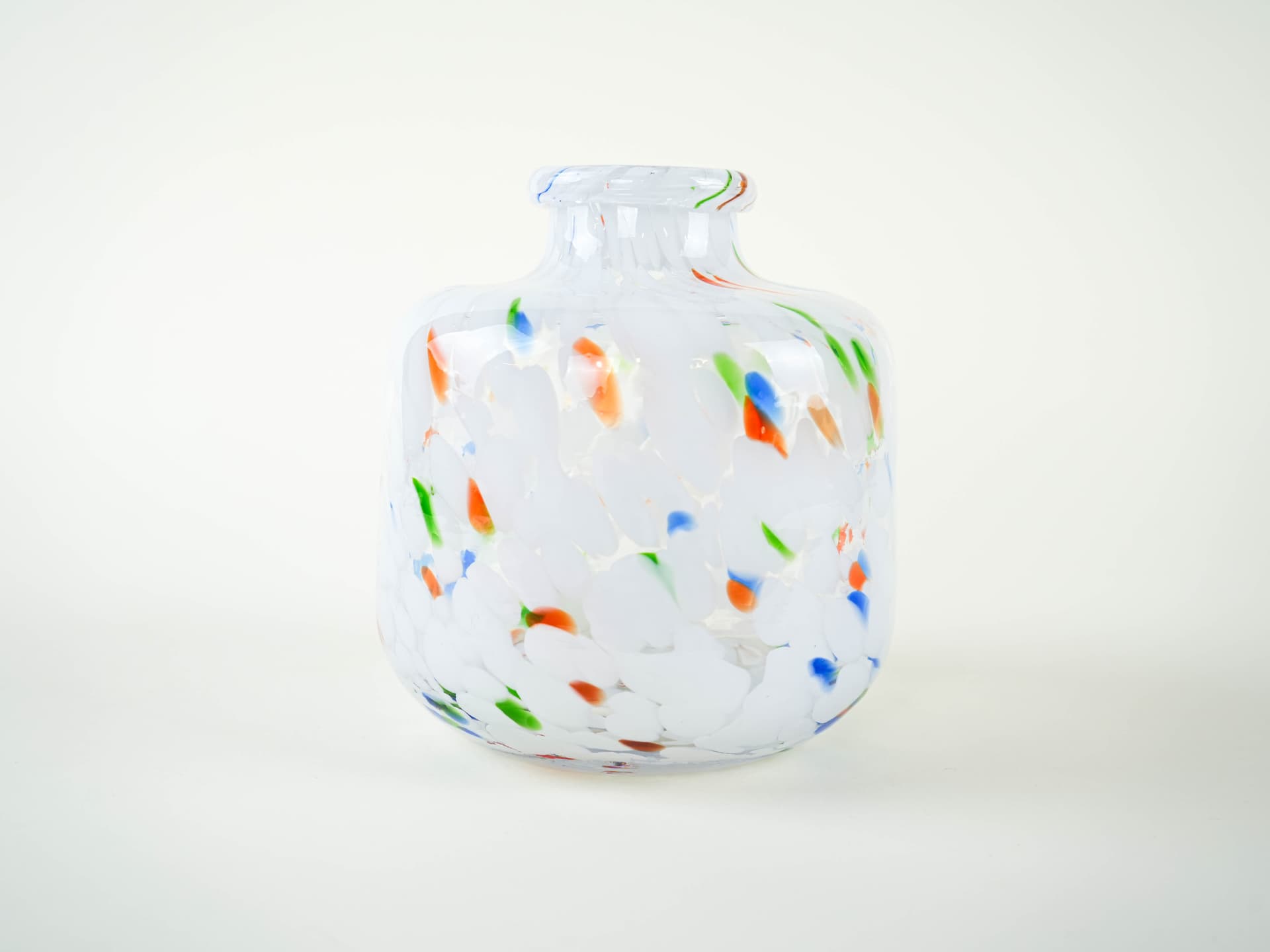 Vase Mosaic, milky white glass, Denmark, 1970s. - 332010