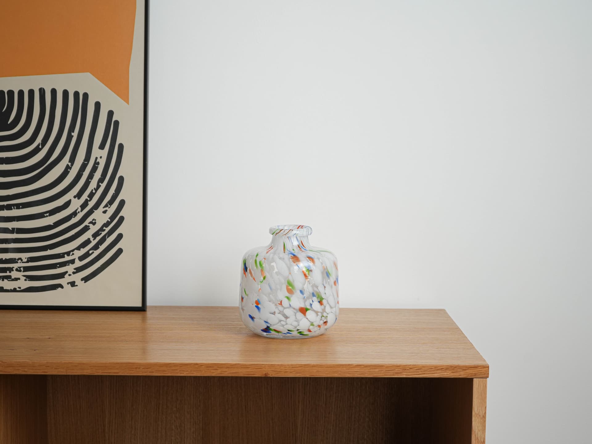 Vase Mosaic, milky white glass, Denmark, 1970s. - 332015