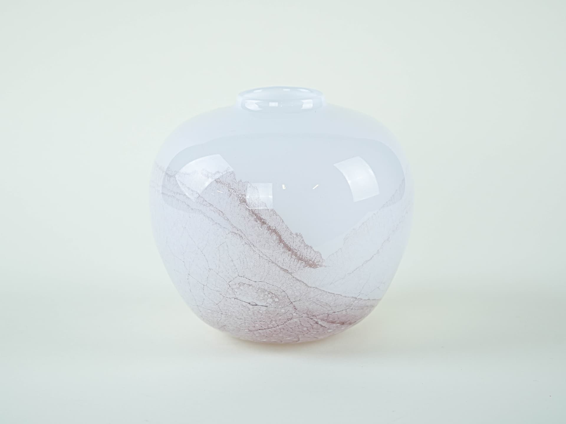 Vase, white brown transparent, glass, Denmark, 1970s. - 332026