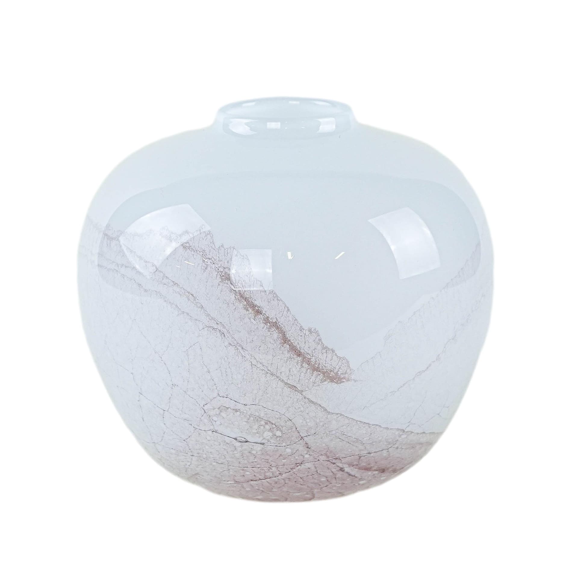 Vase, white brown transparent, glass, Denmark, 1970s.