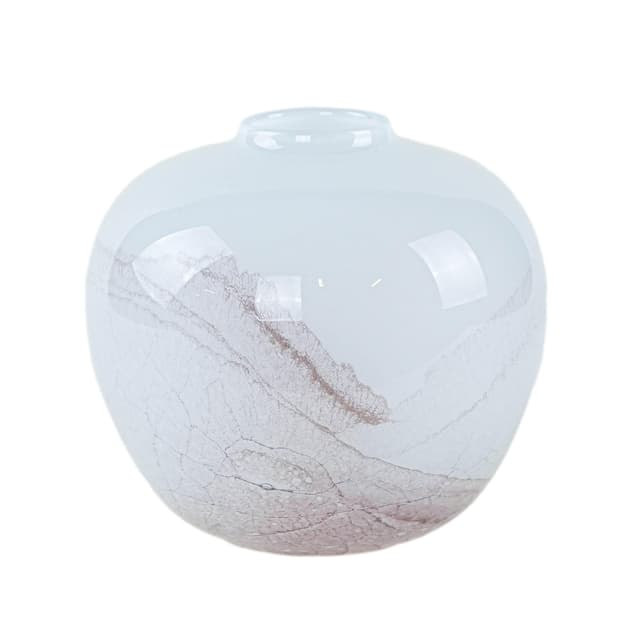 Vase, white brown transparent, glass, Denmark, 1970s. - DIMENSION