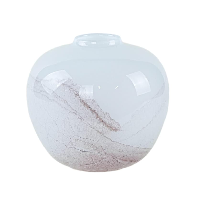 Vase, white brown transparent, glass, Denmark, 1970s.