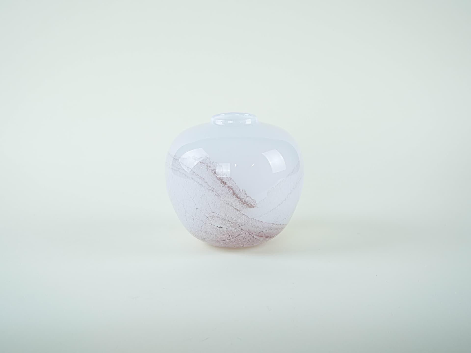 Vase, white brown transparent, glass, Denmark, 1970s. - 332027