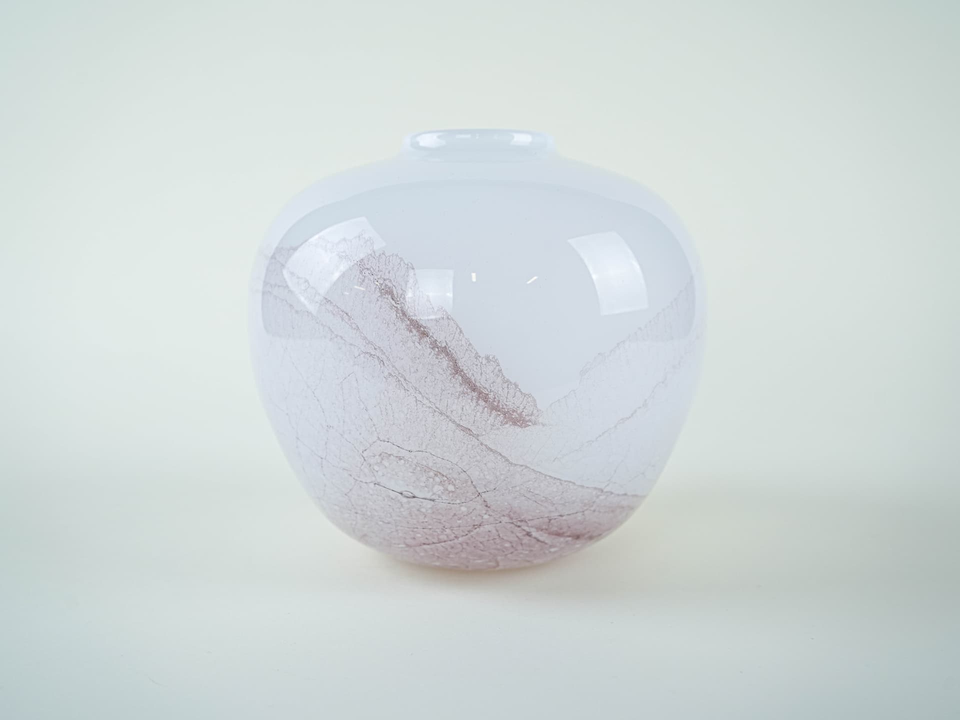 Vase, white brown transparent, glass, Denmark, 1970s. - 332029