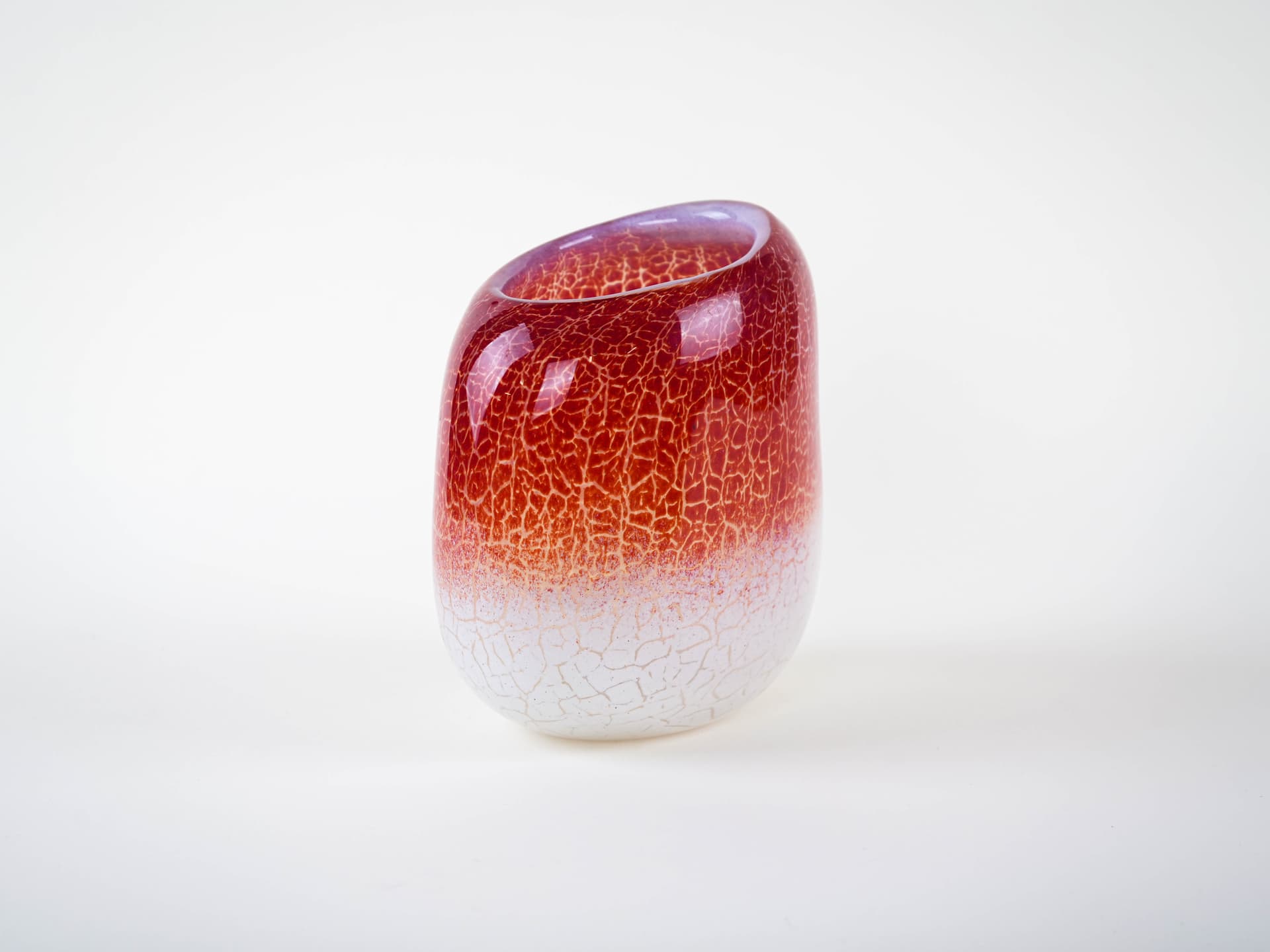 Vase, red-white glass, Holmegaard, Denmark, 1970s. - 332058